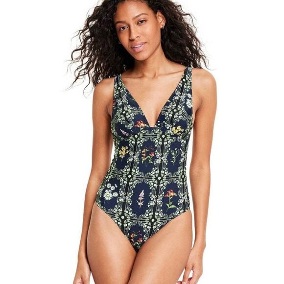 Agua Bendita x Target Dainty Floral Tile Print Cheeky One Piece Swimsuit Size XL - Picture 1 of 14